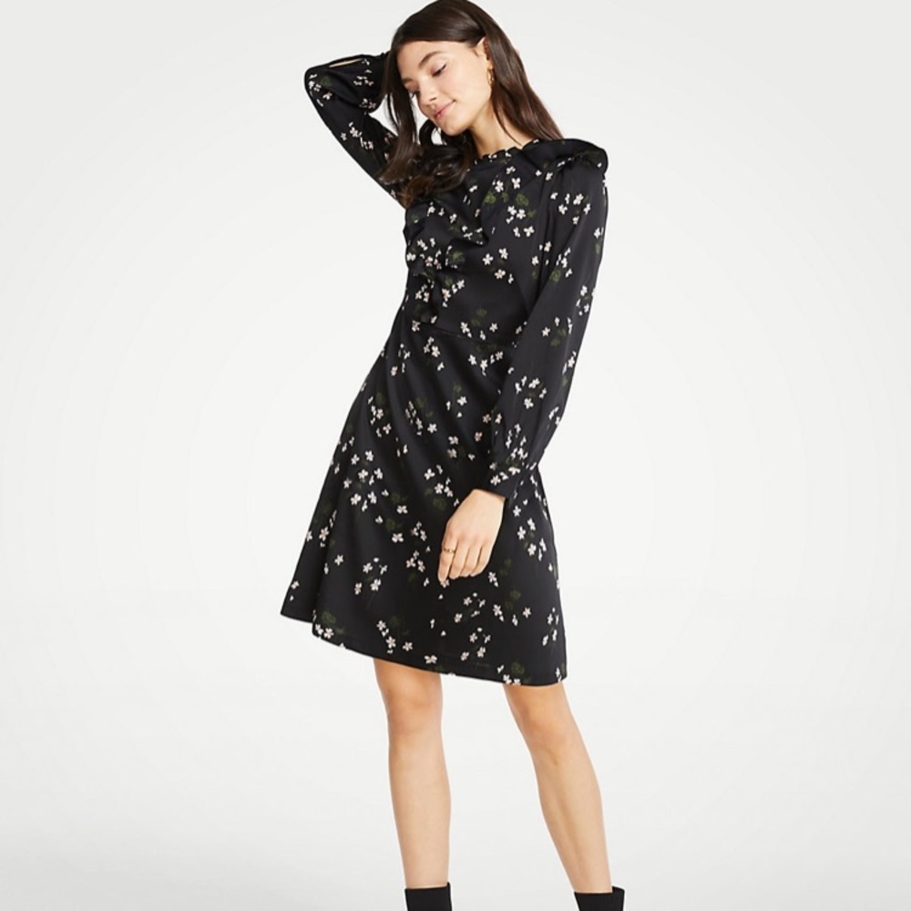 Floral ruffle flare dress